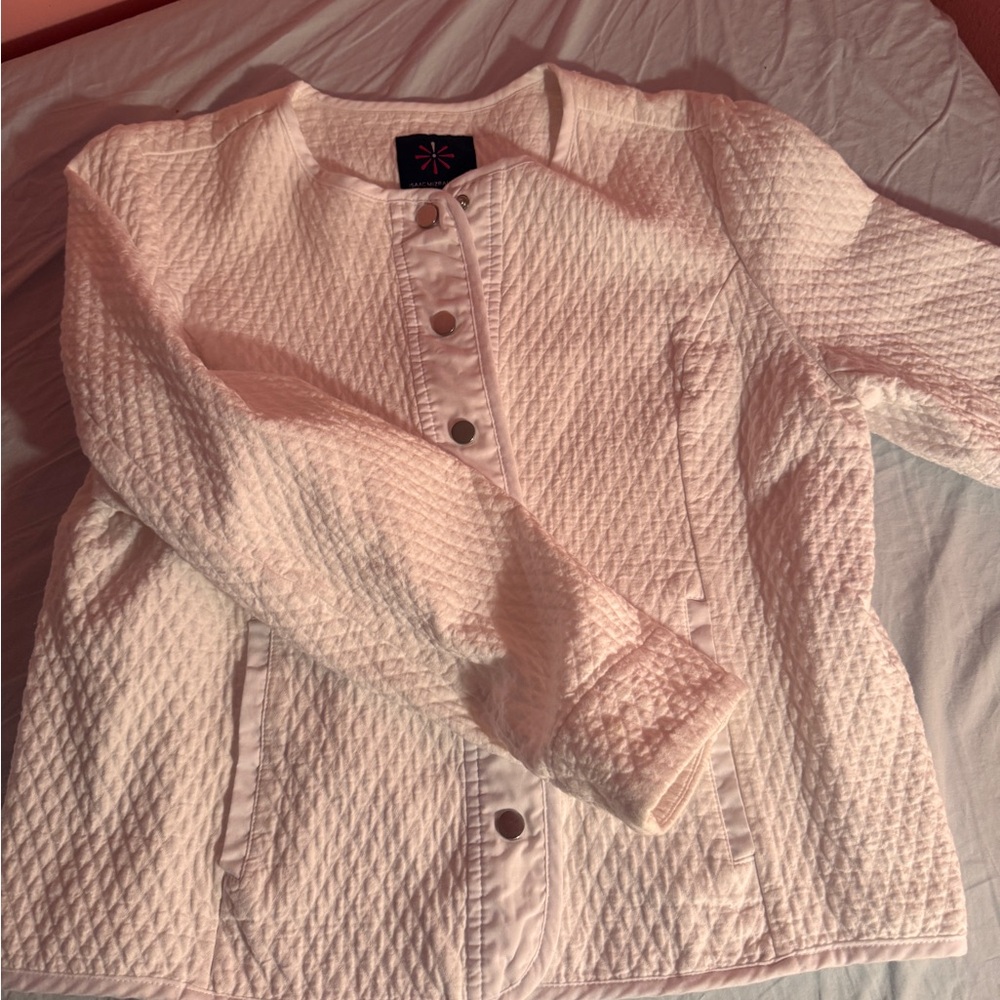 Isaac Mizrahi White Quilted Utility Jacket